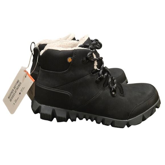 BOGS Arcata Urban Leather Mid Boot Leather Waterproof Cushion Black Size 6 NIB - Picture 4 of 13
